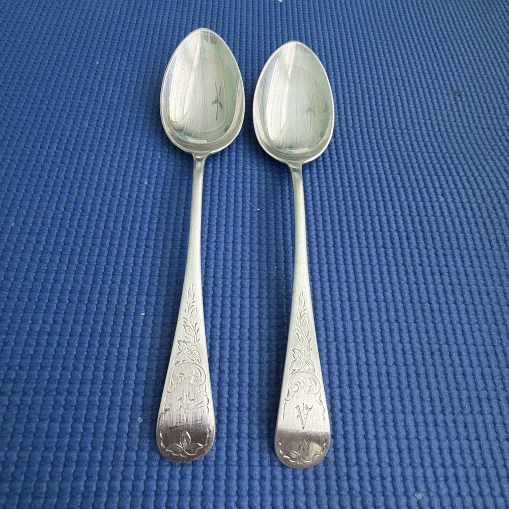 Vintage Set 2 SERVING SPOONS 9